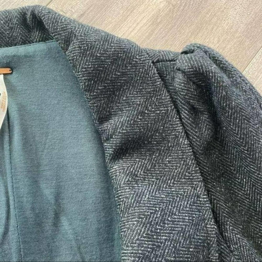 Free People Herringbone Grey Wool Blazer Jacket - Picture 5 of 8